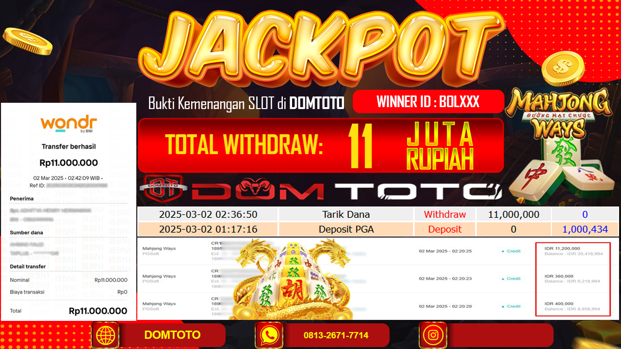 JACKPOT SLOT MAHJONG WAYS 2 MARET 2025